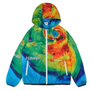 Lifted Research Group LRG Windbreaker Jacket Hawaii Tropical Beach Surf Sz Small